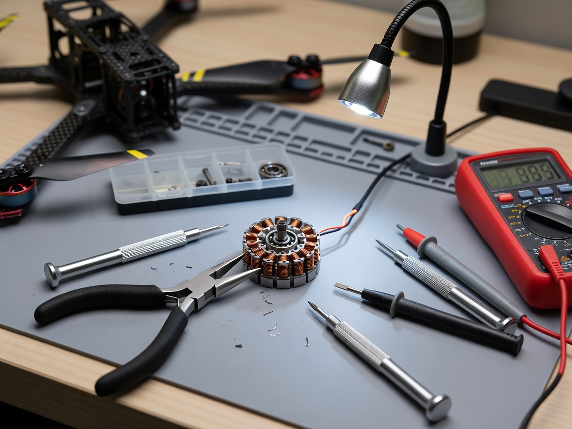 Tools repairing a drone motor